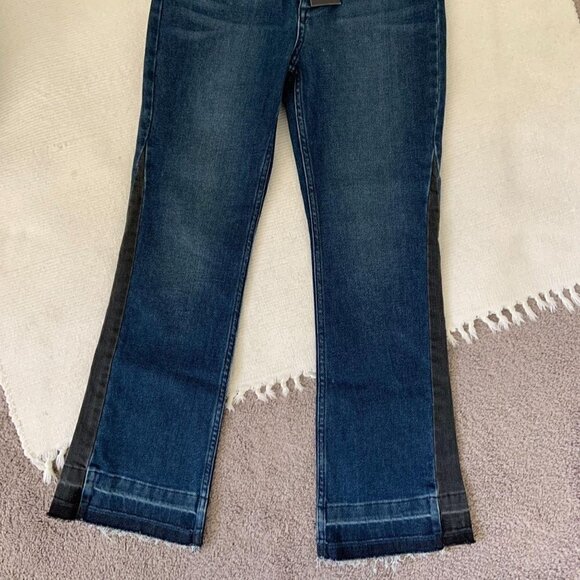 NWT French Connection Split Tone Raw Hem Flare Jeans Size 0 - Picture 10 of 12